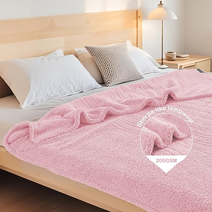 Electric Heated Blanket 6 Heating Settings & 10H Auto Off Full 72×84 Ultra-Soft Warm Machine Washable Home Office Light Pink