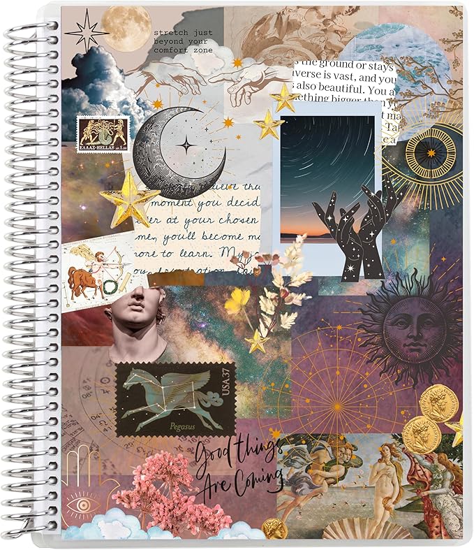 Erin Condren 8.5" x 11" Spiral Bound Dot Grid Journal Notebook, Bullet Journal with 160 Pages, Thick Paper for Planning, Sketching, Note Taking, Journaling and Organizing, Cosmic Collage