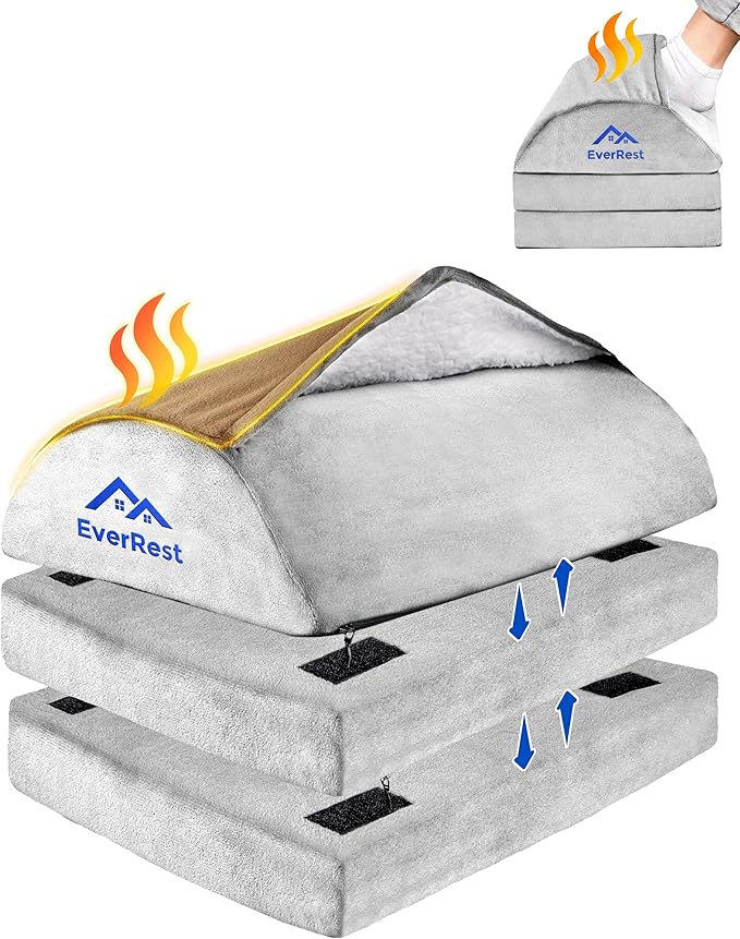 EverRest Under Desk Footrest for Office Use - Warmer Feet, 3 Adjustable Heights - Tall Ergonomic Foot Rest Stool for Gaming Chair, Computer - Leg Support for Work from Home