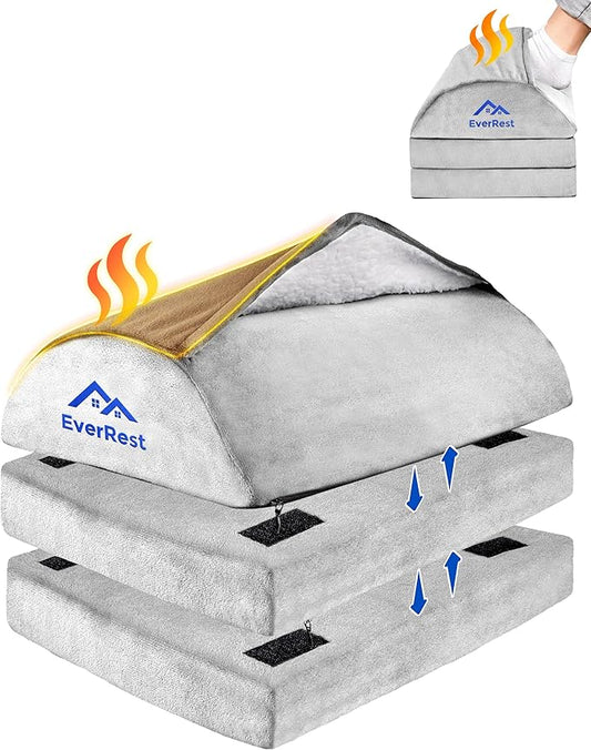 EverRest Under Desk Footrest for Office Use - Warmer Feet, 3 Adjustable Heights - Tall Ergonomic Foot Rest Stool for Gaming Chair, Computer - Leg Support for Work from Home