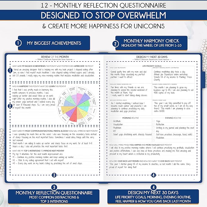 Life Planner Undated for Men – Daily, Weekly & Monthly Planner With Budget Section | Guided Daily Gratitude Journal, Goals Journal, Habit Tracker, Budget Planner - Horizontal Format