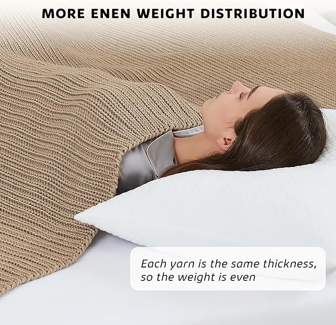 L'AGRATY Knitted Weighted Blanket - 48"x72" 20lbs Cooling Chunky Knit Heavy Blanket for Adults Braided Crochet Throw Thick Cable Yarn Knit Decorative Blanket No Beads Evenly Weighted Machine Washable