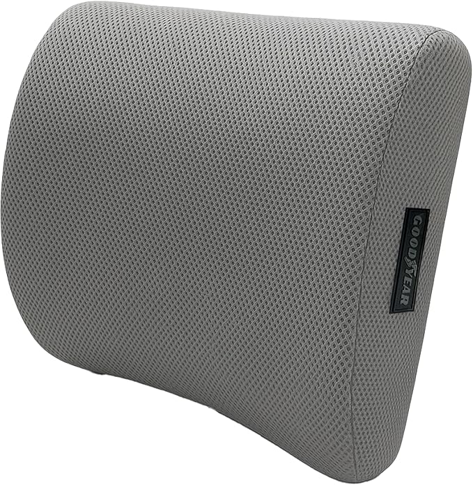 Goodyear Ergonomic Lumbar Support Pillow for Office Chair and Car Seat - Gel-Infused Back Support Lumbar Pillow, Premium Cushion Chair Support for Lower Back Pain Relief and Versatile Use - Grey