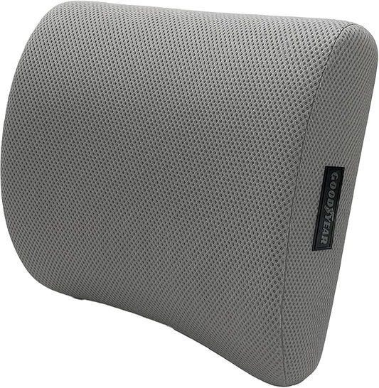 Goodyear Ergonomic Lumbar Support Pillow for Office Chair and Car Seat - Gel-Infused Back Support Lumbar Pillow, Premium Cushion Chair Support for Lower Back Pain Relief and Versatile Use - Grey