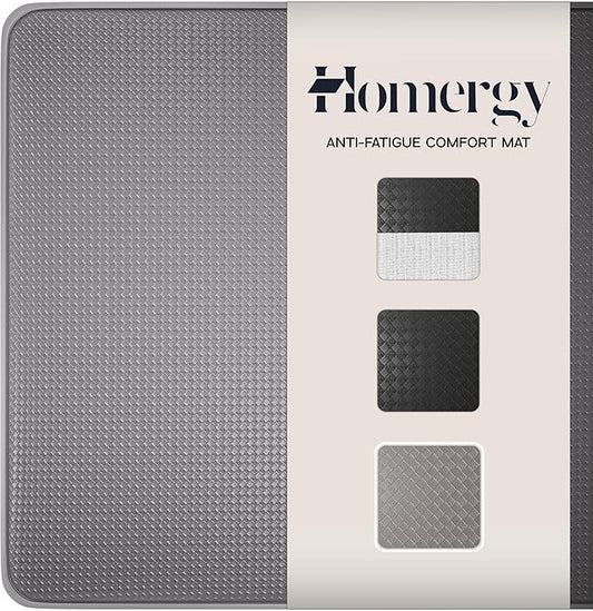 Anti-Fatigue Kitchen Mat – Memory Foam Cushioned Mats for Standing – Zinc Gray, 18×30 in, 0.47 in Thick, Waterproof, Non-Slip – Homergy