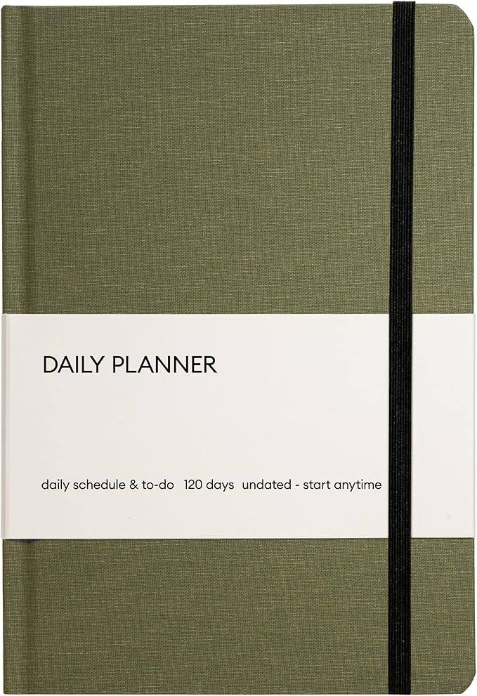 Undated Daily Planner for Productivity & Work – Hardcover, 120 Days, with Habit Tracker & Goal Setting. Monthly, weekly & daily work planner. Start Anytime (Forest)