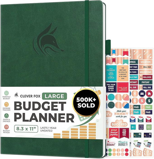 Clever Fox Budget Planner Large – Expense Tracker Notebook. Monthly Budgeting & Bill Organizer, Finance Logbook & Accounts Book, A4 (Dark Green)