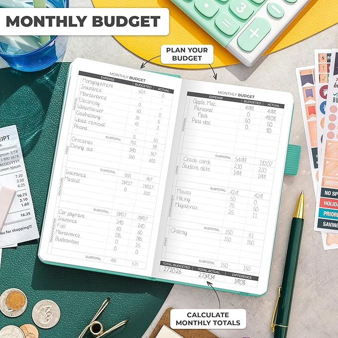 Clever Fox Budget Planner Pocket – Mini Expense Tracker Notebook. Monthly Budgeting Organizer, Finance Logbook & Accounts Book, Small (Aquamarine)