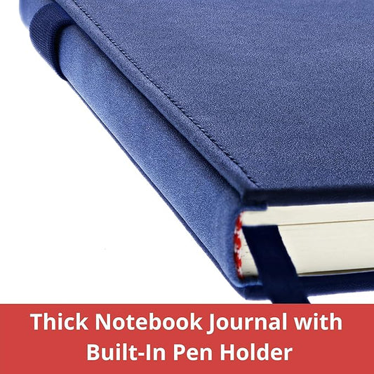 Thick Hardcover Journal Notebook - Ruled/Lined A5 (5x8 inch), Deluxe 120gsm Paper, Lays Flat for Writing, Professional Notebooks for Work, Business, Office, Executive, Gifts for Men and Women - Blue