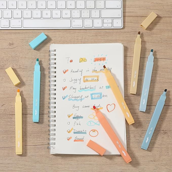 Mr. Pen- Aesthetic Highlighters, 8 pcs, Chisel Tip, Pastel Colors, Cute Highlighters Assorted Colors