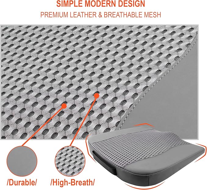 Car Seat Cushion, Comfort Memory Foam Car Cushions for Driving - Sciatica & Lower Back Pain Relief, Driver Seat Pillow for Auto, Office Chair, Wheelchair - 4D Mesh Dark Grey