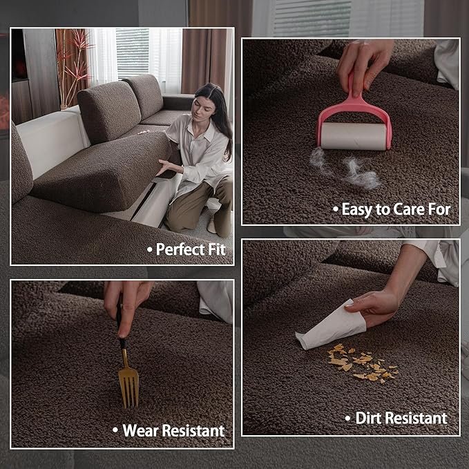 Couch Cushion Covers for Sectional Sofa, Stretch Soft Sofa Slipcovers Washable Wear-Resistant Universal Furniture Protector for Living Room(1 Piece Back Couch Cover, Brown)