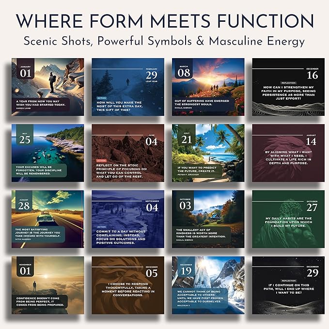 RYVE Motivational Quotes Desk Calendar – 366 Daily Reflections for Personal Growth – Office Accessories and Gifts for Men, Mindfulness Flip Calendar, Inspirational Desk Quote