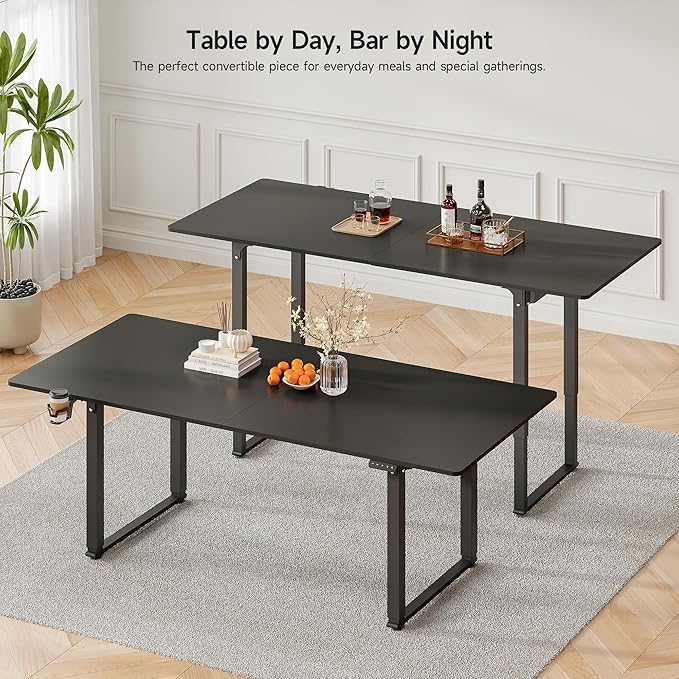 71x32 Inch Adjustable Standing Desk with 4 Legs, Stand-up Desk Features a Spacious Rectangular Top, Dual-Motor Lift, and Memory Presets (28-46Inch) for Home Offices or Computer Workstations, Black