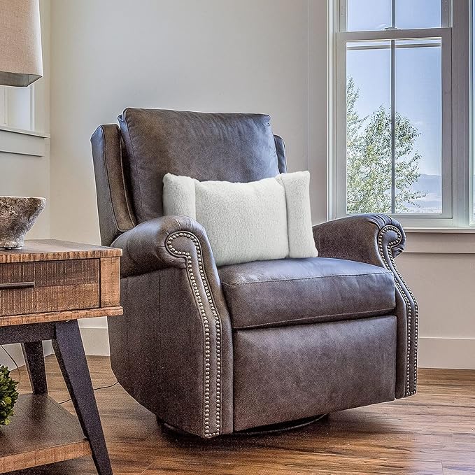 Queekay Fleece Lumbar Support Pillow 3 Section Back Pillow Office Chair for Back Support Comfortable Lumbar Cushion for Car Seat Pain Relief Sofa Rest(White)