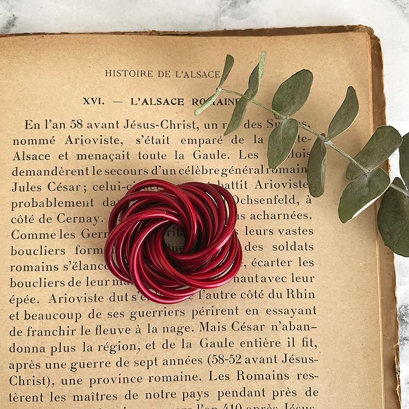 Möbii Fidget Ball (Solid Color): Quiet Mobius ADHD Anxiety Stim Stress Relief Toy Tool for Home Travel Office or Desk (Medium, Half, Ruby)