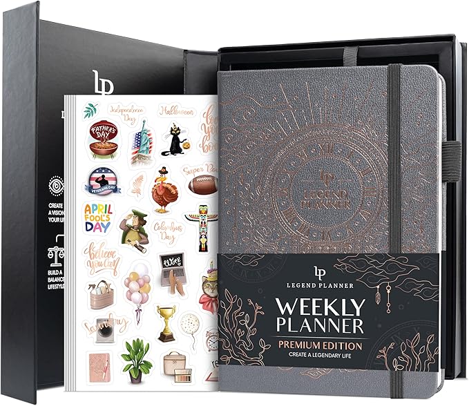 Legend Weekly Planner Premium – Undated Weekly, Monthly & Budget Planner – Life Organizer for Time Management & Productivity, A5 (Mystic Grey, New Cover)
