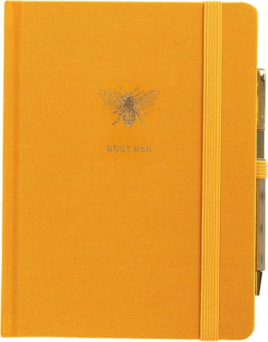 Bee Lined Journal Plus Pen by Graphique Luxe Collection, Hardcover Diary Notebook for Writing, Gold Foil Embossing, 160 Pages, 6” x 8”