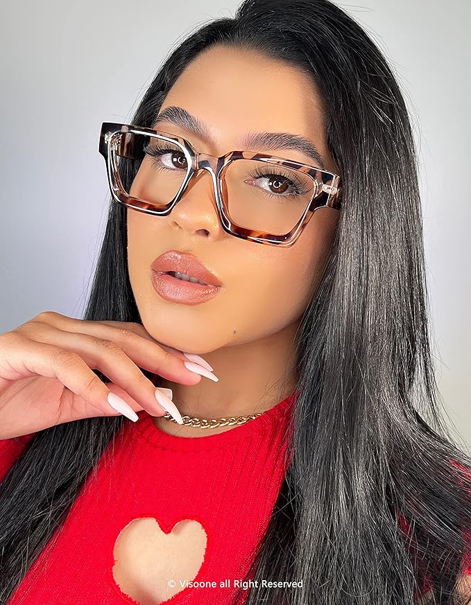 VISOONE Blue Light Blocking Glasses with TR90 Rectangle Frame and Chic Preppy Look for Women Men RIVER