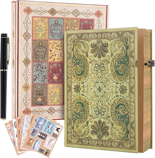 Vintage 3D Gilded Spinning Dream Cover Hardcover Journal,96 Sheets/192 Pages Vintage Lined Journal,Comes With Envelope Pocket Journal,Suitable As A Notebook,Travel Diary,Or Wedding Anniversary.