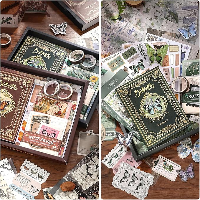 Scrapbooking Supplies Kit: Vintage Aesthetic Scrapbook Kit, Junk Journal Supplies with Scrapbook Stickers Paper, Journaling Supplies, Birthday Craft Gift for Adult Teen Girls Kid, Forest Tales
