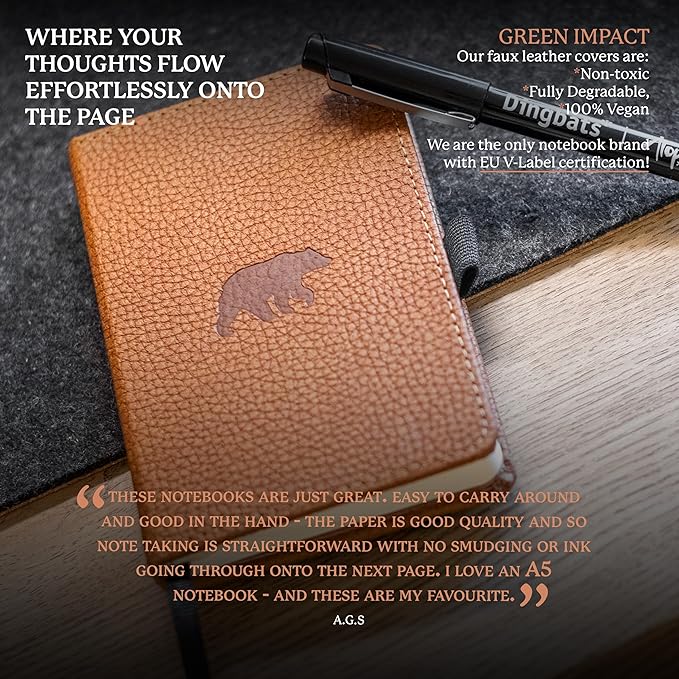 Dingbats* Wildlife A6 Plain Pocket Notebook - PU Leather Hardcover - Small Writing Journal for Work, Travel - Pocket, Elastic Closure, Bookmark