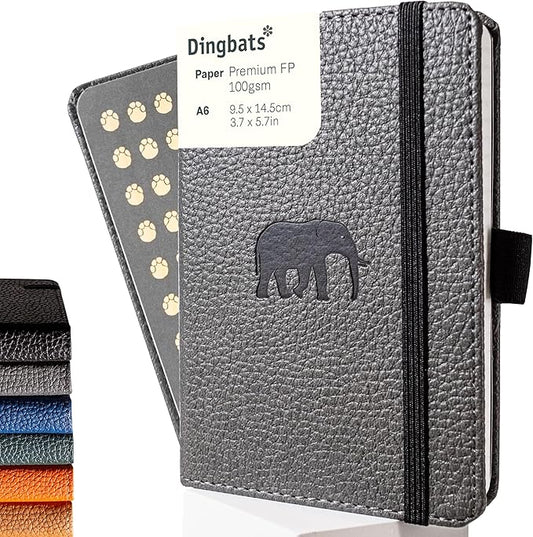 Dingbats* - Wildlife A6 Blank Pocket Notebook - PU Leather Hardcover for Work and Travel Journal - Pocket, Elastic Closure, Pen Holder, Bookmark