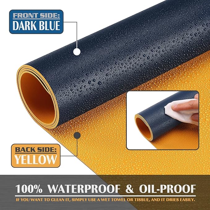 K KNODEL Large Office Leather Desk Mat, Mouse and Keyboard Pad, Computer and Laptop Mat, Desktop Protector and Cover, Writing Pad and Blotter (47.2"x23.6", Dark Blue)