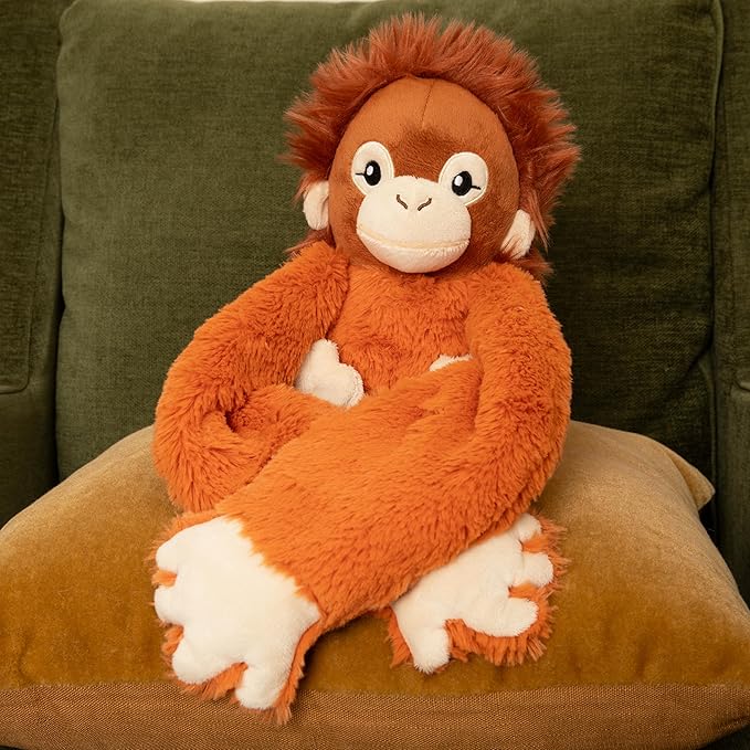 Hugarounds Ollie The Orangutan 2.5 lb Microwaveable & Freezable Weighted Plush Neck & Shoulder Wrap | Soothing, Comforting Hugs for Self-Care & Relaxation | Unscented for Ages 2+