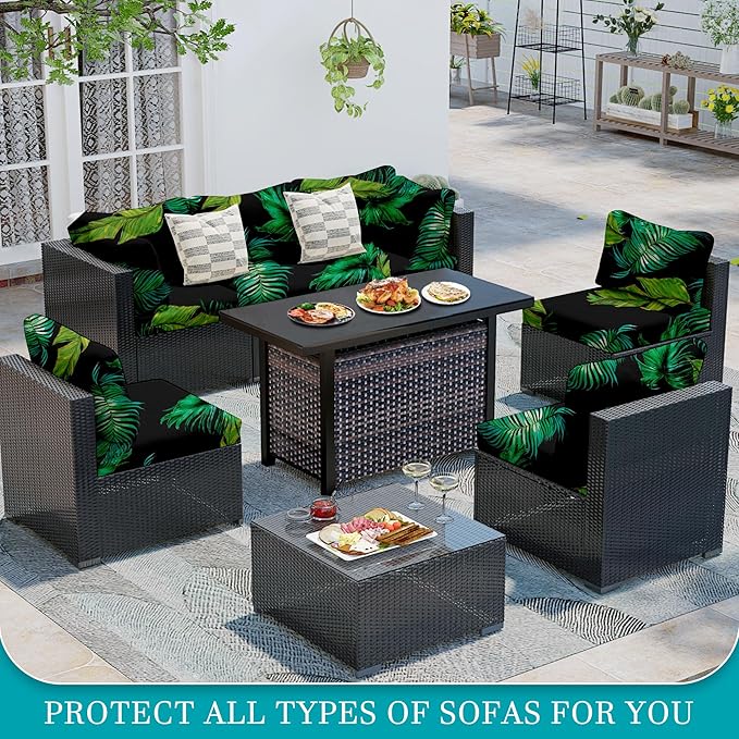 12Pcs Stretch Patio Cushion Covers,Outdoor Couch Covers Replacement,Outdoor Couch & Sofa Slipcovers,for Patio Furniture Cushion Covers,Washable Reusable urniture Protector (Summer,Cover Only)