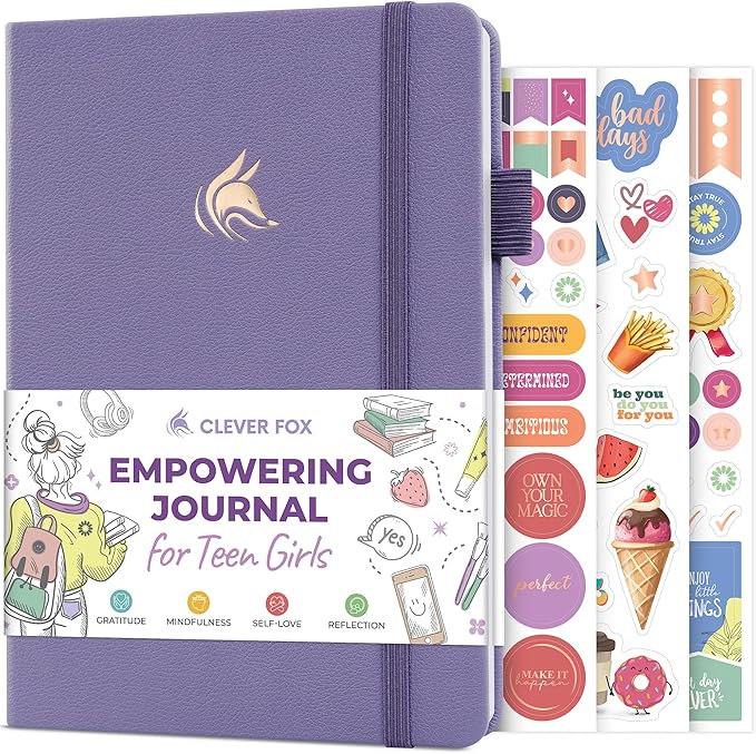 Clever Fox Empowering Journal for Teen Girls – Guided Self-Love Diary with Prompts – Gratitude & Manifestation Notebook, Teenage Gifts (Lavender)