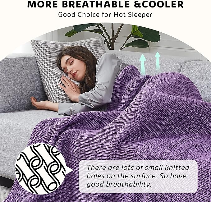 L'AGRATY Knitted Weighted Blanket - 48"x72" 12lbs Cooling Chunky Knit Heavy Blanket for Adults Braided Crochet Throw Thick Cable Yarn Knit Decorative Blanket No Beads Evenly Weighted Machine Washable