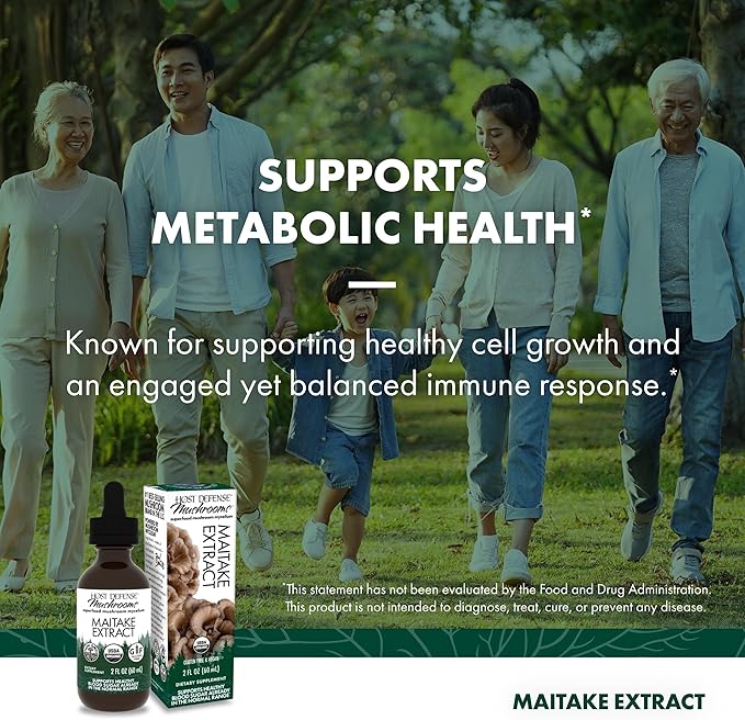 Host Defense Maitake Extract - Immune & Cellular Health Support - Herbal Supplement with Maitake Mushroom & Mushroom Mycelium - Liquid Supplement - 2 fl oz (60 Servings)*