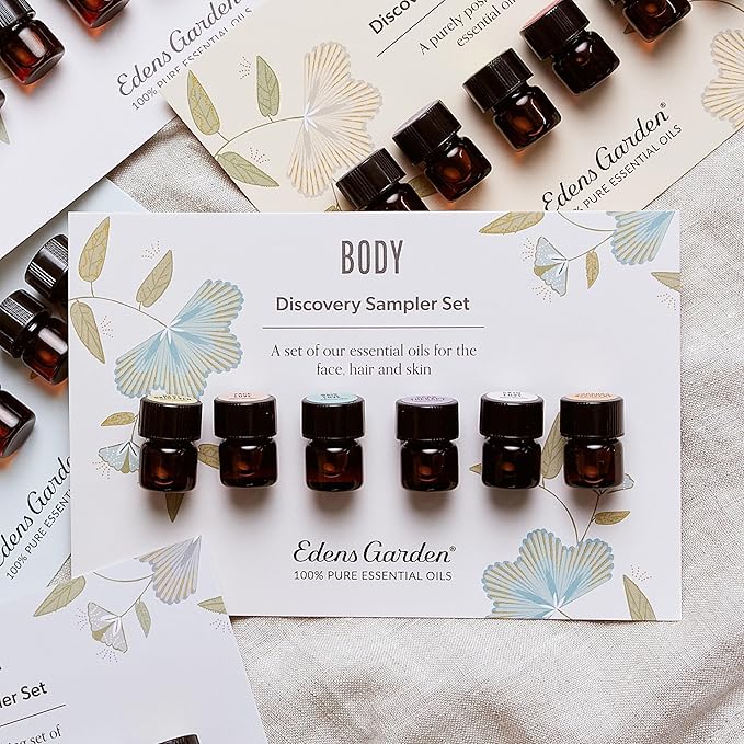 Edens Garden Essential Oils Body Discovery 6 Set – 100% Pure Therapeutic Grade, Undiluted, Natural Aromatherapy Scents for Diffusers, Massage & Yoga – Wellness Gift for Men & Women, .92 ml/ 6 Pack