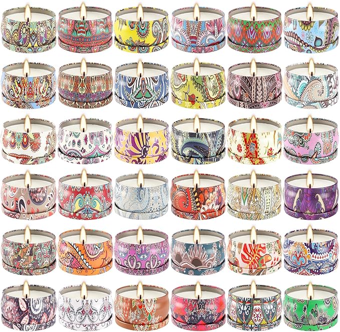 Scented Candles Gifts Set of 36 – 2.5oz Aromatherapy Travel Tin Candles, Relaxing Fragrances for Home, Spa, Gifts for Family, Friends, Teachers, Thank You Presents (Assorted Scents).
