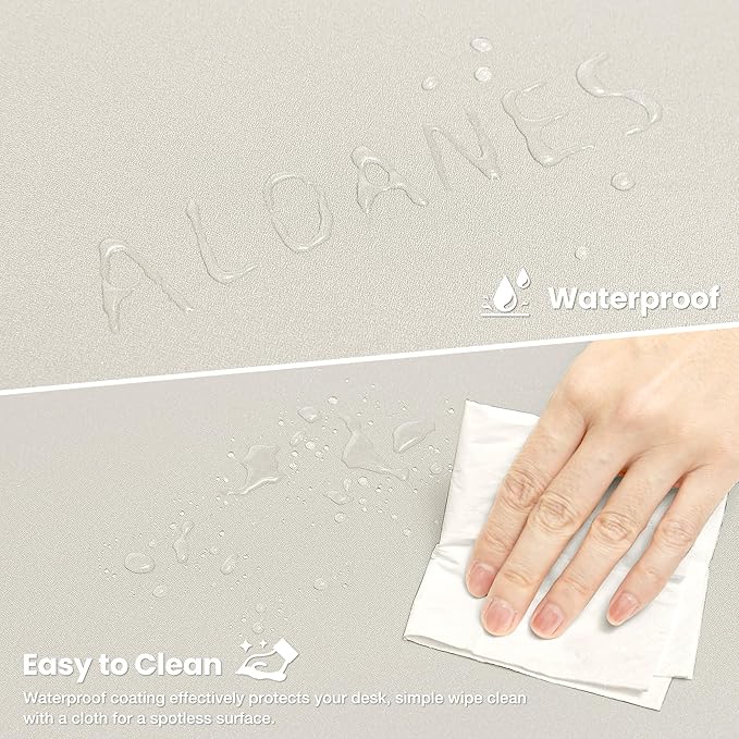 ALOANES Waterproof Mouse Pad with Durable Stitched Edge, XL Gaming Keyboard Pad, Non-Slip Rubber Base Mouse Mat, Extended Desk pad for Gamer, Office & Home, Beige Mousepad 27.6''x 11.8''x 0.12''