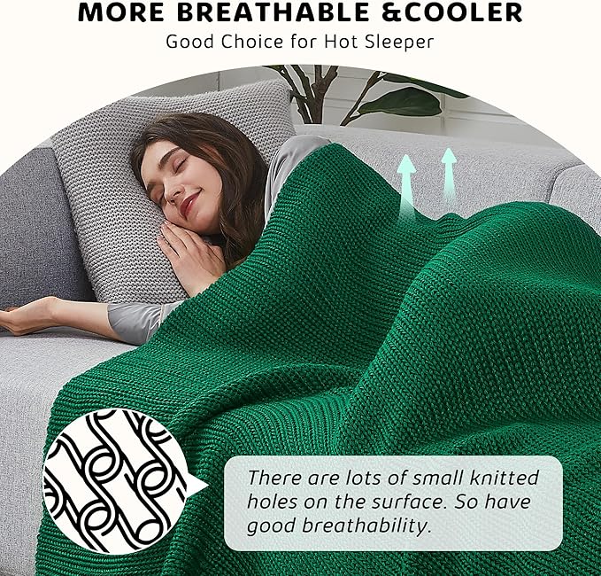 L'AGRATY Knitted Weighted Blanket - 48"x72" 20lbs Cooling Knit Heavy Blankets for Adults Braided Crochet Throw Thick Cable Chunky Yarn Decorative No Beads Evenly Weighted Machine Washable