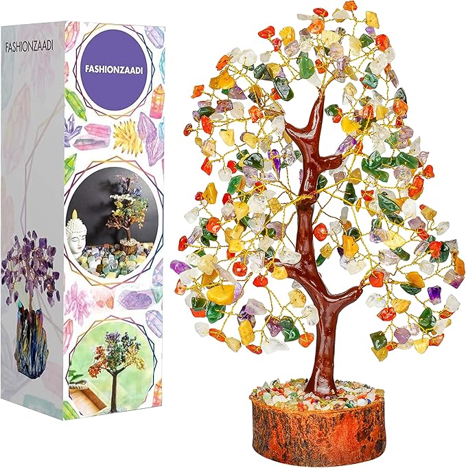 FASHIONZAADI Premium Crystal Tree of Life – 7 Chakra Tree for Healing, Positive Energy, Luck & Manifestation – – Ethically Handcrafted Gifts for Women, Spiritual Gifts for mom