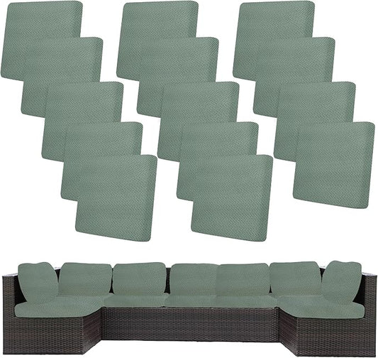 14Pcs Stretch Patio Cushion Covers,Outdoor Couch Covers Replacement,Outdoor Couch & Sofa Slipcovers,for Patio Furniture Cushion Covers,Washable Reusable Furniture Protector (Matcha Green,Cover Only)