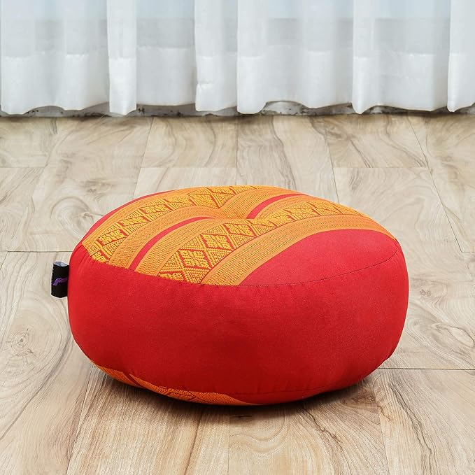 Leewadee Meditation Cushion Set – 1 Small Zafu Yoga Pillow and 1 Small Roll-Up Zabuton Mat Filled with Kapok