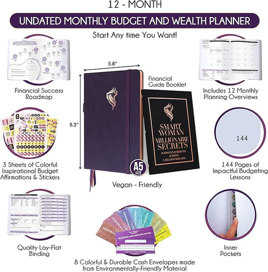 Financial Planner - Monthly Budget Planner with Cash Envelopes & Monthly Bill Organizer | A 12-Month Journey to Financial Freedom | Bill Payment Tracker Organizer, Debt, Expense Tracker & Money Saving