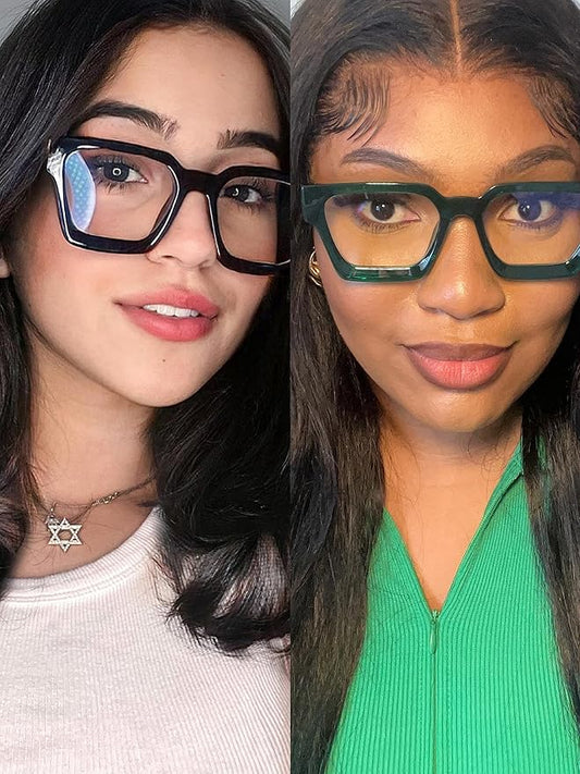 VISOONE 2 Pack Blue Light Blocking Glasses Rectangle Frame and Chic Preppy Look for Women Men RIVER