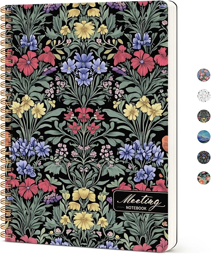 Meeting Notebook for Work Organization, Aesthetic Meeting Minutes Notebook for Work, Event Project Agenda Planner Organizer, Perfect for Office School Business, 6.9" X 9.7" - Symmetrical Tapestry