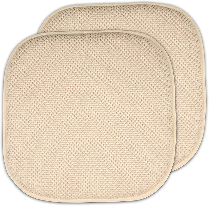 Sweet Home Collection Memory Foam Honeycomb Nonslip Back 16" x 16" Chair/Seat Cushion Pad, 2 Pack