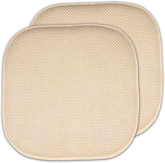 Sweet Home Collection Memory Foam Honeycomb Nonslip Back 16" x 16" Chair/Seat Cushion Pad, 2 Pack