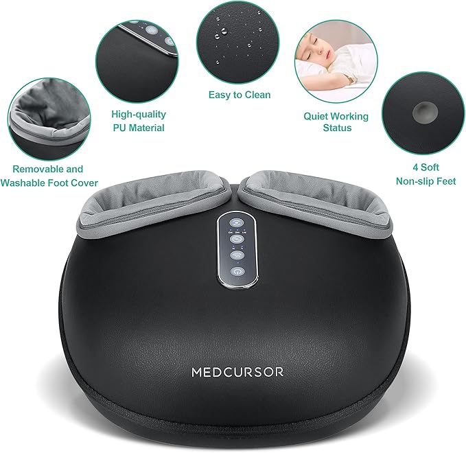 Medcursor Foot Massager Machine with Heat, Feet Massage Delivers Relief for Tired Muscles & Plantar, Deep Kneading Therapy, Multi-Level Settings for Home, Office Use, Size up to 13"