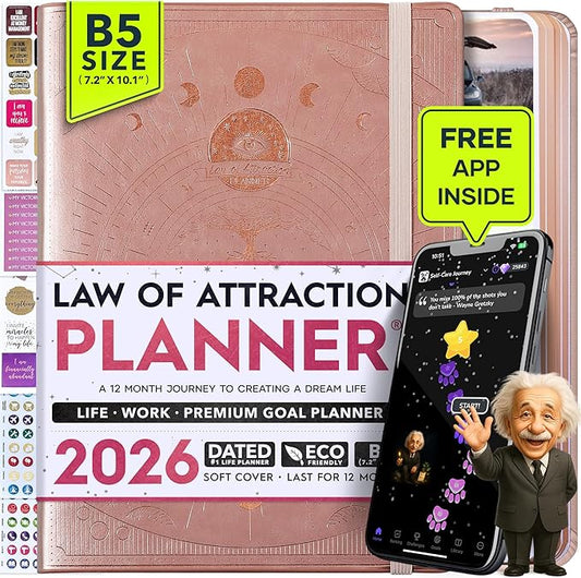 2026 Planner Weekly and Monthly | Law of Attraction Planner with Panduo App | A 12 Month Journey for Productivity, Gratitude & Goal Setting | Includes Foldable Vision Board, Gift Box & Stickers