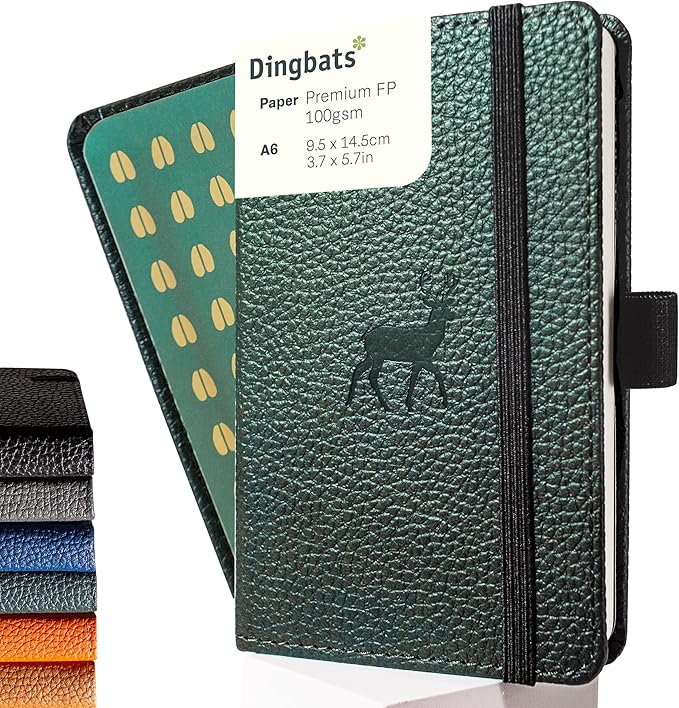 Dingbats* Wildlife A6 Lined Pocket Notebook - PU Leather Hardcover - Small Writing Journal for Work, Travel - Pocket, Elastic Closure, Bookmark