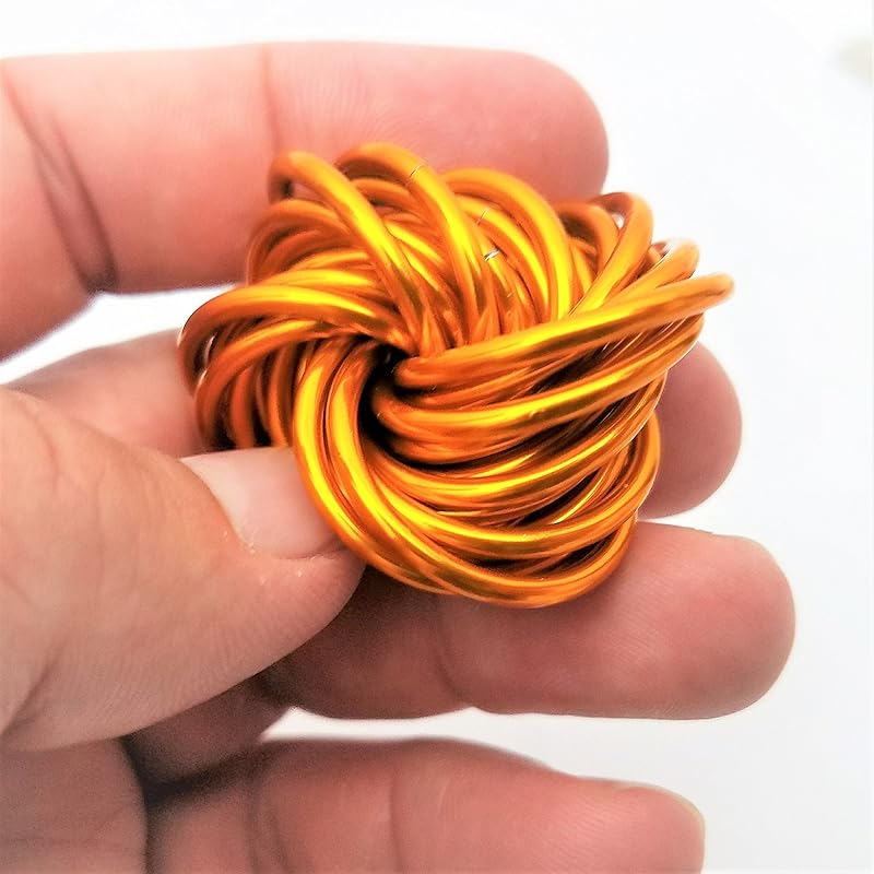 Möbii Fidget Ball (Solid Color): Quiet Mobius ADHD Anxiety Stim Stress Relief Toy Tool for Home Travel Office or Desk (Medium, Full, Tangerine)