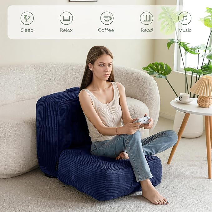 8" Washable Floor Pillow Cushion for Adults, Meditation Cushion Pillow, Large Square Floor Sitting, Removable Tufted Corduroy Cover, for Tatami Living Room or Yoga, 22x22 Inch, 2Pack, Machine Washable